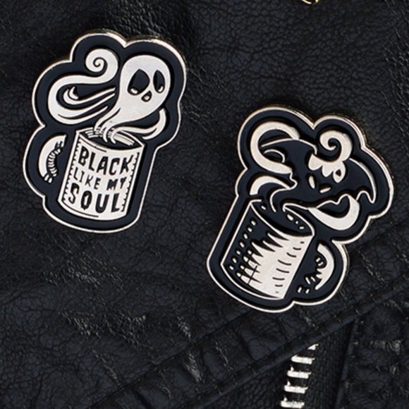 Accessories - Gothic Coffee Pin Set 2pc Brooch Gothic Goth